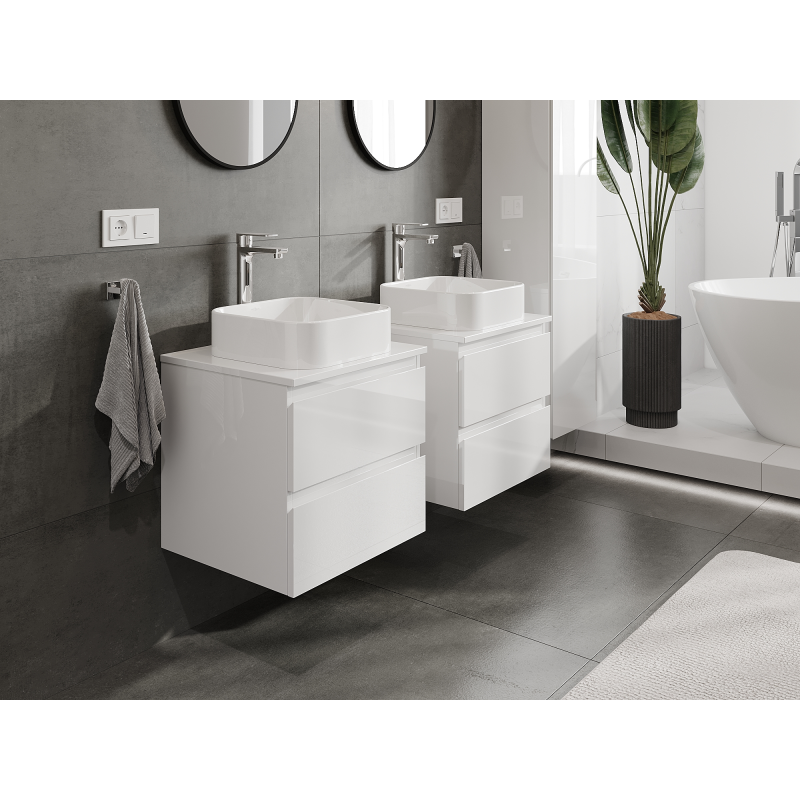 Mexen Orio armoire de salle de bain sous vasque 50 cm, 2 tiroirs, blanc brillant - 91A10-05047-2-BFF00