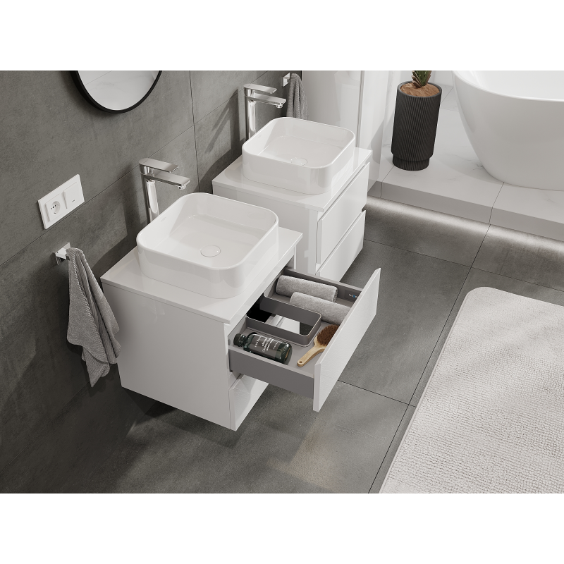 Mexen Orio armoire de salle de bain sous vasque 50 cm, 2 tiroirs, blanc brillant - 91A10-05047-2-BFF00