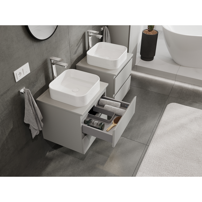 Mexen Orio meuble de salle de bain sous lavabo 50 cm, 2 tiroirs, gris mat - 91A10-05047-2-BFF62