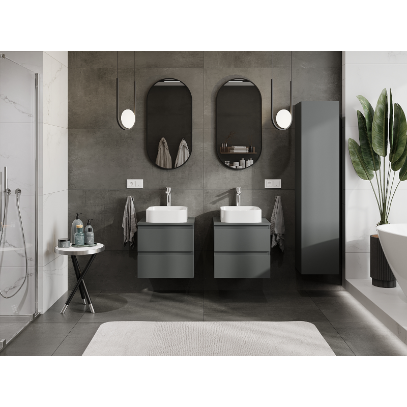 Mexen Orio meuble de salle de bain sous-lavabo 50 cm, 2 tiroirs, graphite mat - 91A10-05047-2-BFF66
