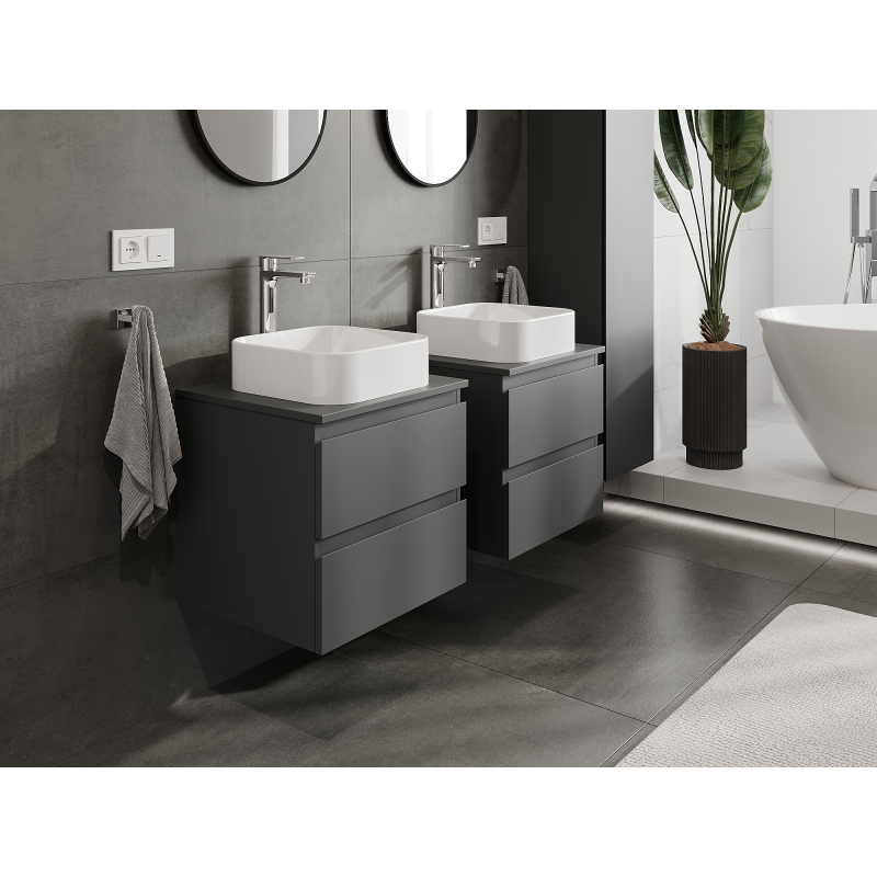 Mexen Orio meuble de salle de bain sous-lavabo 50 cm, 2 tiroirs, graphite mat - 91A10-05047-2-BFF66
