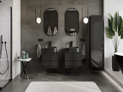 Mexen Orio meuble de salle de bain sous vasque 50 cm, 2 tiroirs, noir brillant - 91A10-05047-2-BFF70