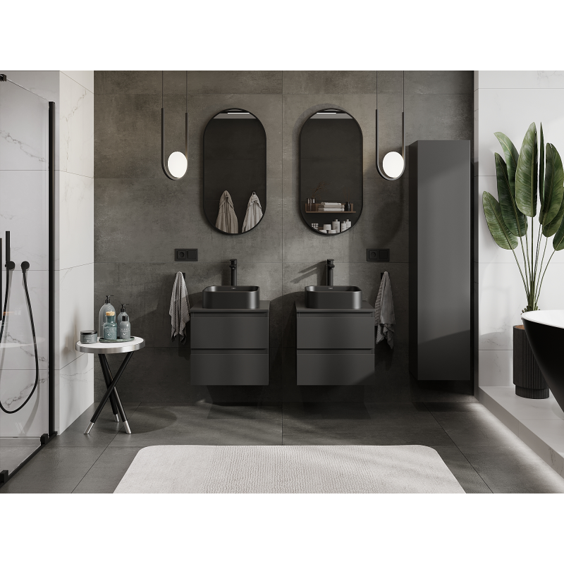 Mexen Orio meuble de salle de bain sous lavabo 50 cm, 2 tiroirs, noir mat - 91A10-05047-2-BFF71