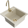 Mexen Vito évier en granit 1 bac avec robinet de cuisine Telma, beige - 6503-69-670200-50