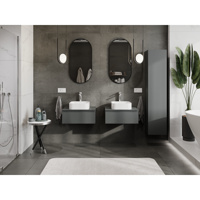 Mexen Orio armoire de salle de bain sous lavabo 60 cm, 1 tiroir, graphite mat - 91A10-06023-1-BF66