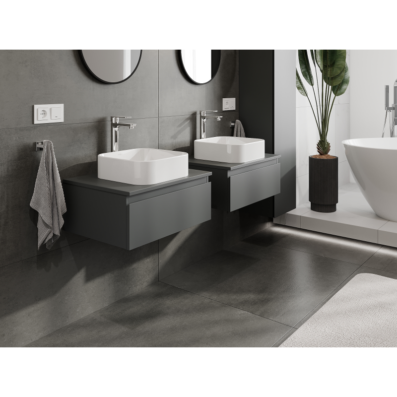 Mexen Orio armoire de salle de bain sous lavabo 60 cm, 1 tiroir, graphite mat - 91A10-06023-1-BF66