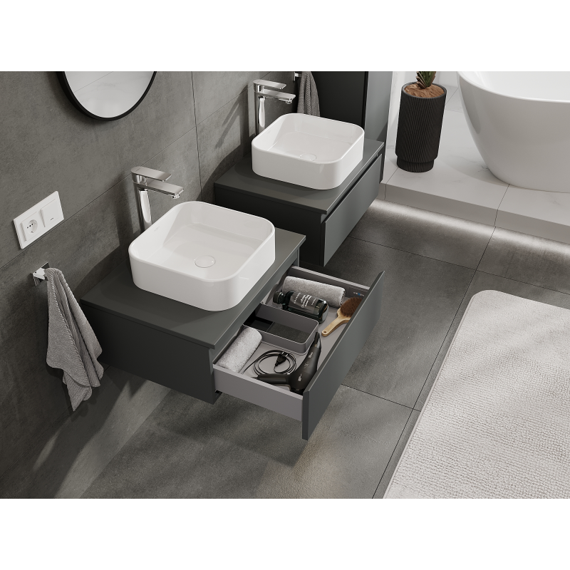 Mexen Orio armoire de salle de bain sous lavabo 60 cm, 1 tiroir, graphite mat - 91A10-06023-1-BF66