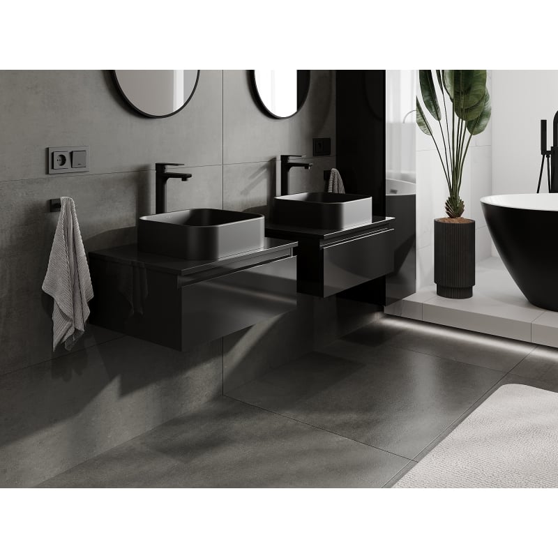 Mexen Orio meuble de salle de bain sous-lavabo 60 cm, 1 tiroir, noir brillant - 91A10-06023-1-BF70