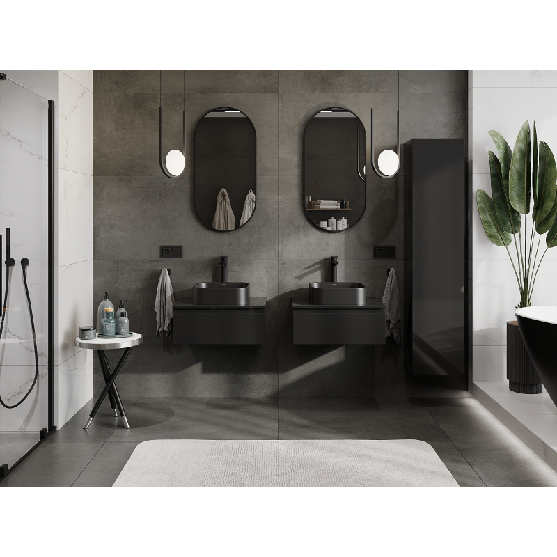 Mexen Orio meuble de salle de bain sous-lavabo 60 cm, 1 tiroir, noir brillant - 91A10-06023-1-BF70