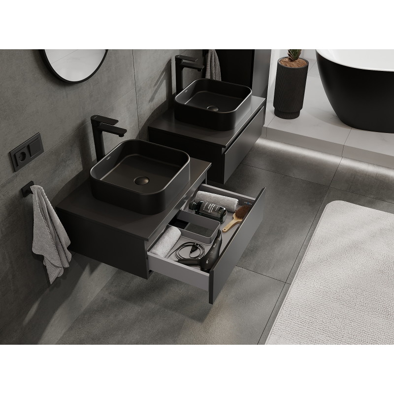 Mexen Orio armoire de salle de bains sous le lavabo 60 cm, 1 tiroir, noir mat - 91A10-06023-1-BF71
