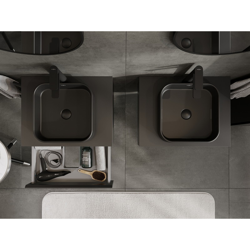 Mexen Orio armoire de salle de bains sous le lavabo 60 cm, 1 tiroir, noir mat - 91A10-06023-1-BF71