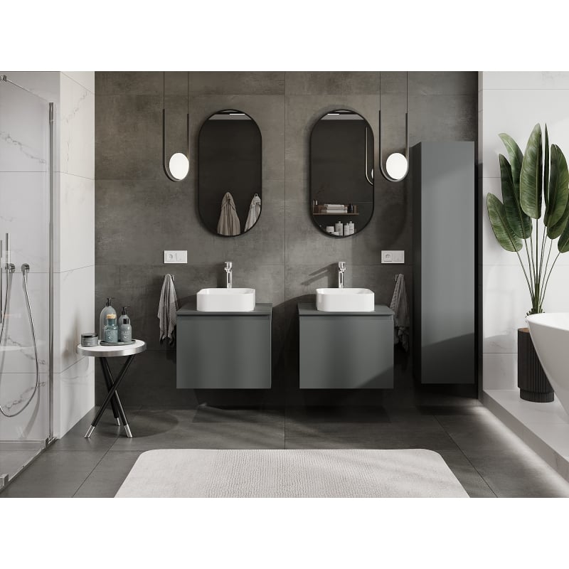 Mexen Orio meuble de salle de bains sous lavabo 60 cm, 1 tiroir, graphite mat - 91A10-06047-1-BF66