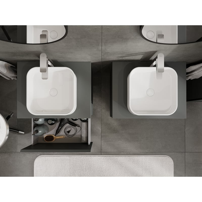 Mexen Orio meuble de salle de bains sous lavabo 60 cm, 1 tiroir, graphite mat - 91A10-06047-1-BF66