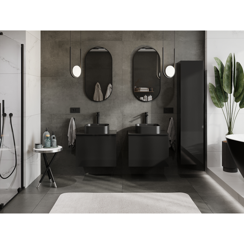 Mexen Orio meuble de salle de bain sous lavabo 60 cm, 1 tiroir, noir brillant - 91A10-06047-1-BF70