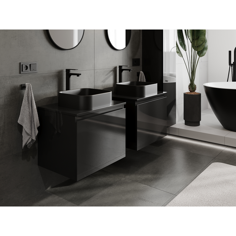 Mexen Orio meuble de salle de bain sous lavabo 60 cm, 1 tiroir, noir brillant - 91A10-06047-1-BF70