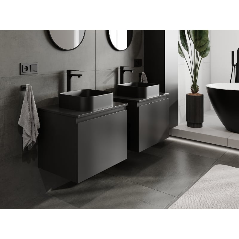 Mexen Orio meuble de salle de bain sous-lavabo 60 cm, 1 tiroir, noir mat - 91A10-06047-1-BF71