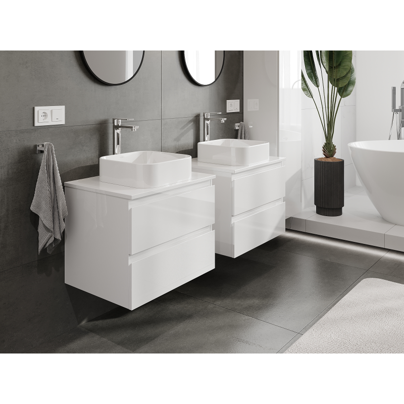 Mexen Orio meuble-lavabo salle de bain 60 cm, 2 tiroirs, blanc brillant - 91A10-06047-2-BFF00