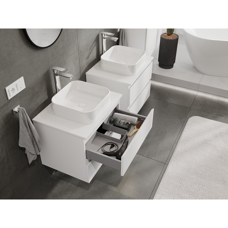 Mexen Orio meuble de salle de bains sous lavabo 60 cm, 2 tiroirs, blanc mat - 91A10-06047-2-BFF01