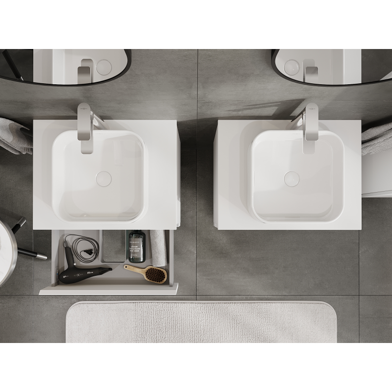 Mexen Orio meuble de salle de bains sous lavabo 60 cm, 2 tiroirs, blanc mat - 91A10-06047-2-BFF01