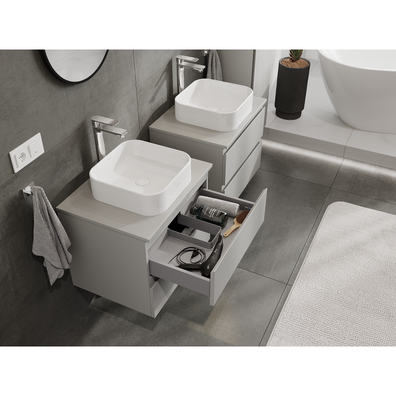 Mexen Orio meuble de salle de bain sous-lavabo 60 cm, 2 tiroirs, gris mat - 91A10-06047-2-BFF62