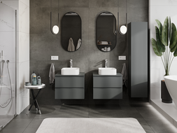 Mexen Orio meuble de salle de bain sous-lavabo 60 cm, 2 tiroirs, graphite mat - 91A10-06047-2-BFF66