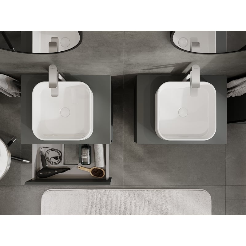 Mexen Orio meuble de salle de bain sous-lavabo 60 cm, 2 tiroirs, graphite mat - 91A10-06047-2-BFF66