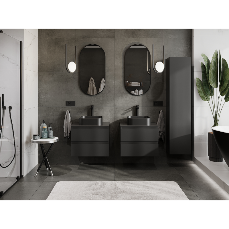 Mexen Orio meuble de salle de bain sous-vasque 60 cm, 2 tiroirs, noir mat - 91A10-06047-2-BFF71