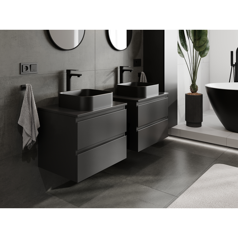 Mexen Orio meuble de salle de bain sous-vasque 60 cm, 2 tiroirs, noir mat - 91A10-06047-2-BFF71