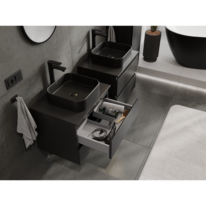 Mexen Orio meuble de salle de bain sous-vasque 60 cm, 2 tiroirs, noir mat - 91A10-06047-2-BFF71