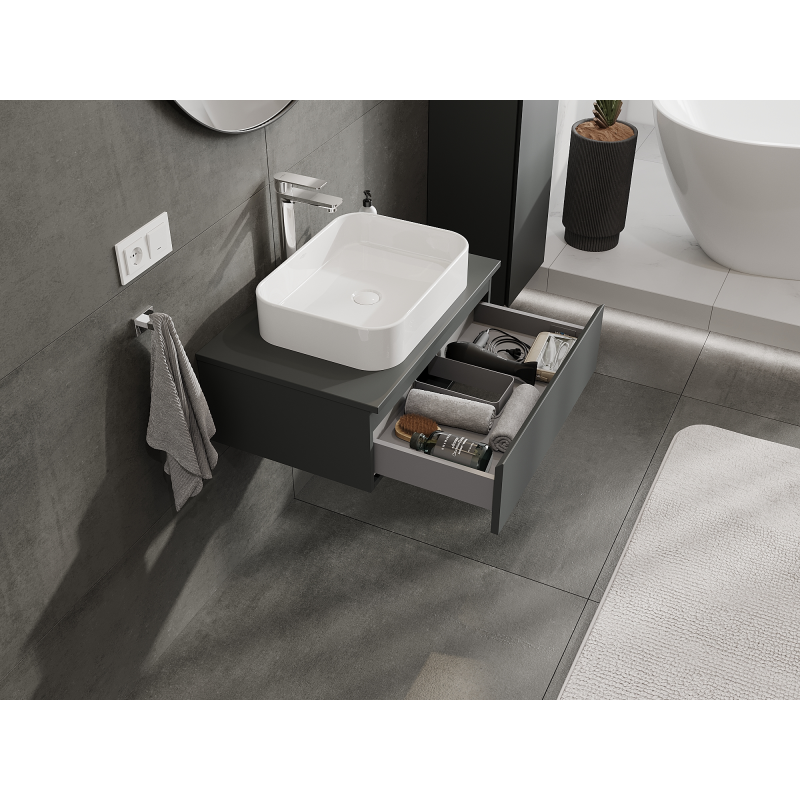 Mexen Orio armoire de salle de bain sous-lavabo 70 cm, 1 tiroir, graphite mat - 91A10-07023-1-BF66