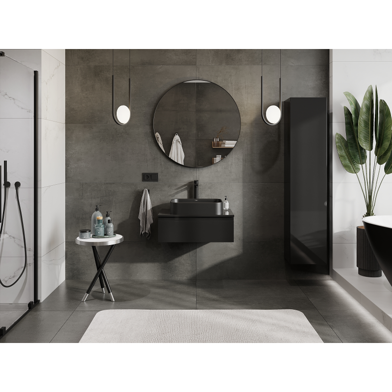 Mexen Orio meuble de salle de bains sous lavabo 70 cm, 1 tiroir, noir brillant - 91A10-07023-1-BF70