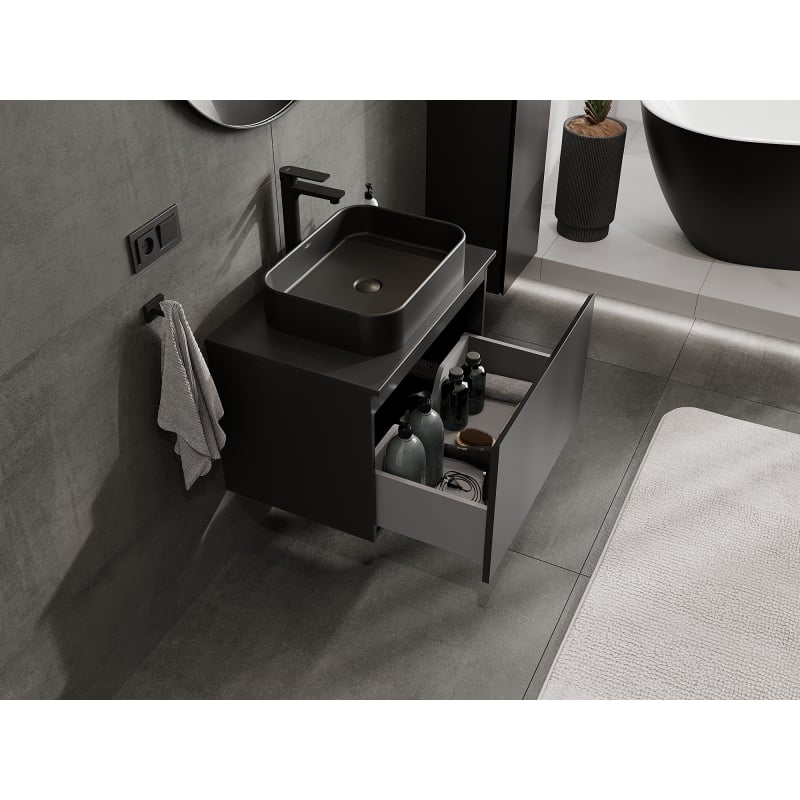 Mexen Orio meuble de salle de bain sous-lavabo 70 cm, 1 tiroir, noir mat - 91A10-07047-1-BF71