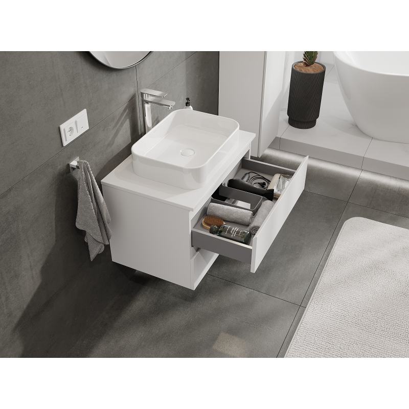 Mexen Orio meuble de salle de bain sous-vasque 70 cm, 2 tiroirs, blanc mat - 91A10-07047-2-BFF01