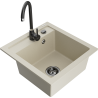 Mexen Vito évier en granit 1 bac avec robinet de cuisine Telma, beige - 6503-69-670200-70