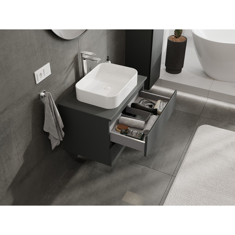 Mexen Orio meuble de salle de bains sous lavabo 70 cm, 2 tiroirs, graphite mat - 91A10-07047-2-BFF66