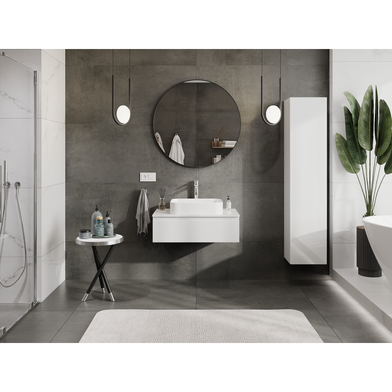 Mexen Orio meuble de salle de bain sous lavabo 80 cm, 1 tiroir, blanc brillant - 91A10-08023-1-BF00