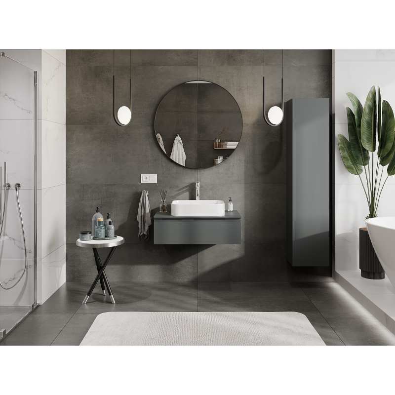 Mexen Orio meuble de salle de bains sous-lavabo 80 cm, 1 tiroir, graphite mat - 91A10-08023-1-BF66