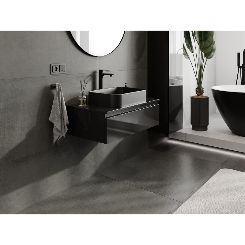Mexen Orio armoire de salle de bain sous-lavabo 80 cm, 1 tiroir, noir brillant - 91A10-08023-1-BF70