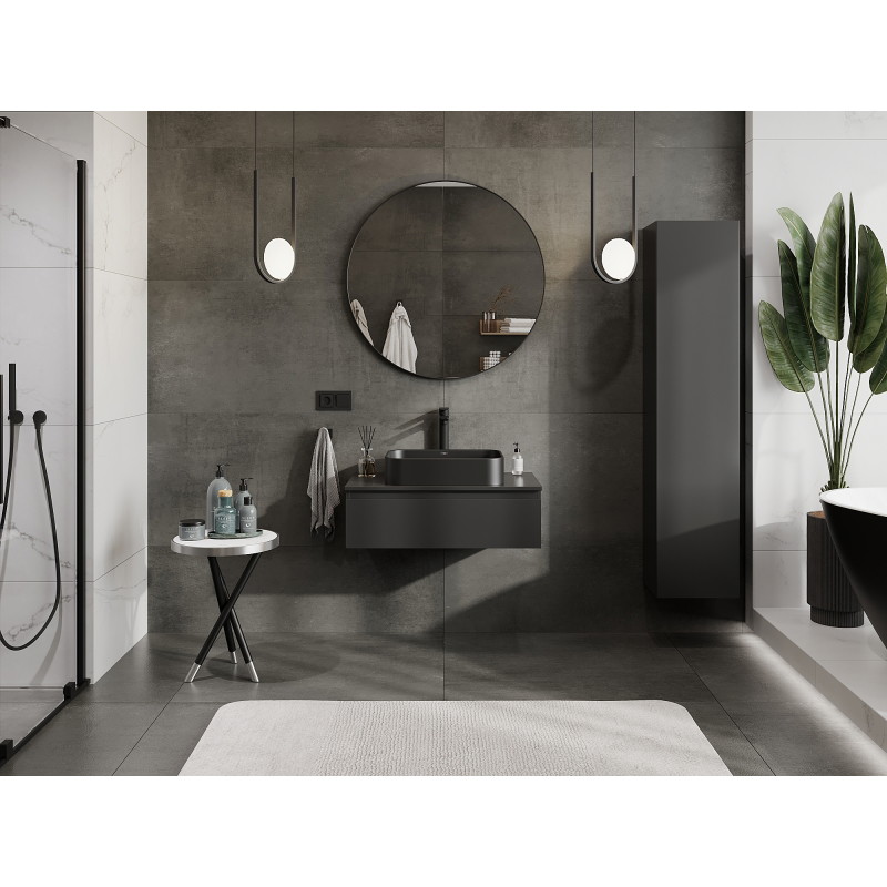 Mexen Orio armoire de salle de bain sous lavabo 80 cm, 1 tiroir, noir mat - 91A10-08023-1-BF71