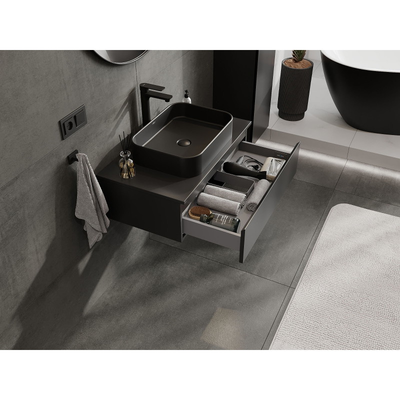 Mexen Orio armoire de salle de bain sous lavabo 80 cm, 1 tiroir, noir mat - 91A10-08023-1-BF71