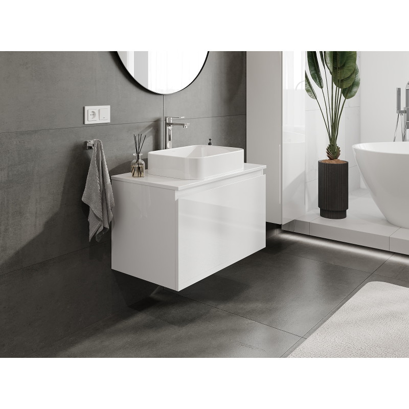 Mexen Orio meuble sous-lavabo de salle de bain 80 cm, 1 tiroir, blanc brillant - 91A10-08047-1-BF00