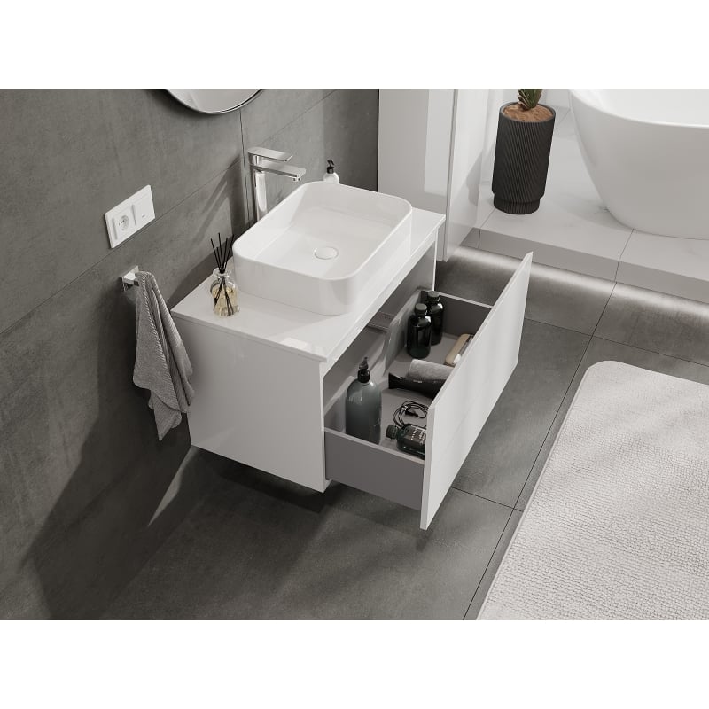Mexen Orio meuble sous-lavabo de salle de bain 80 cm, 1 tiroir, blanc brillant - 91A10-08047-1-BF00