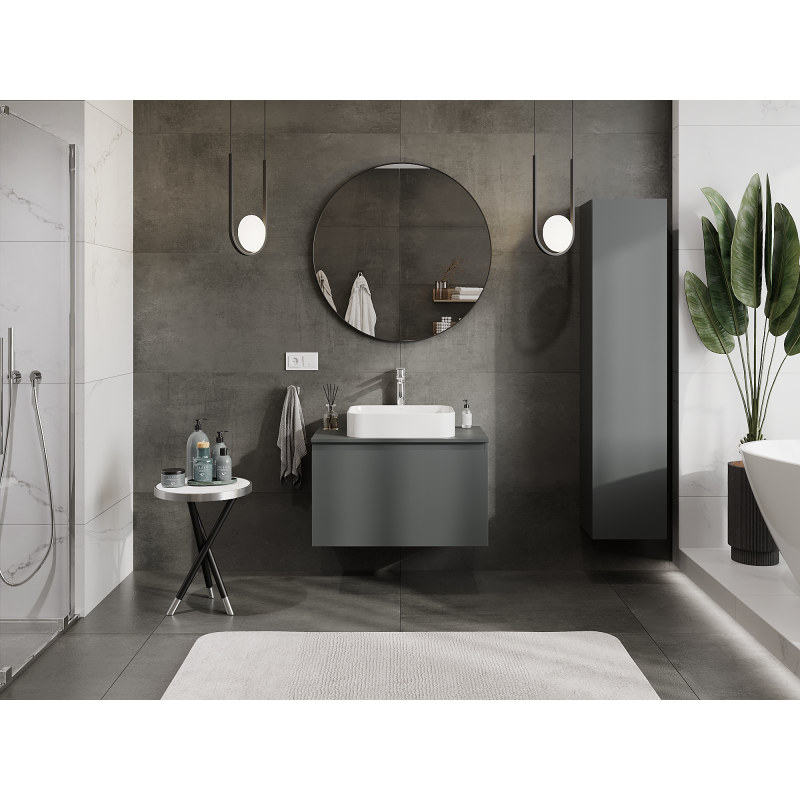 Mexen Orio meuble de salle de bain sous-vasque 80 cm, 1 tiroir, graphite mat - 91A10-08047-1-BF66