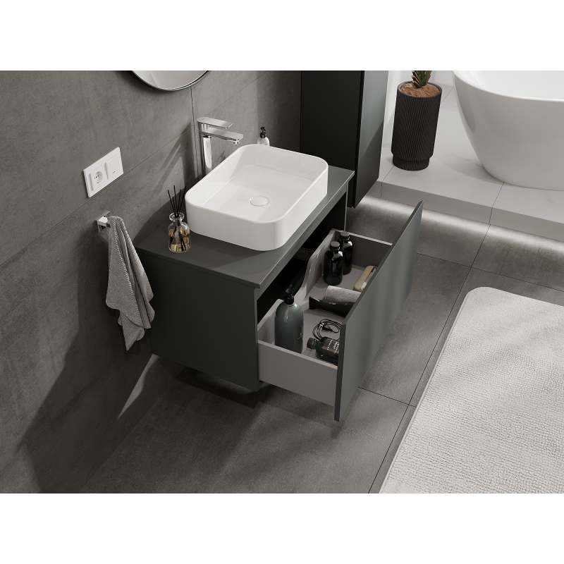Mexen Orio meuble de salle de bain sous-vasque 80 cm, 1 tiroir, graphite mat - 91A10-08047-1-BF66