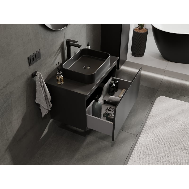 Mexen Orio armoire de salle de bain sous lavabo 80 cm, 1 tiroir, noir mat - 91A10-08047-1-BF71