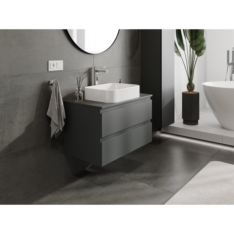 Mexen Orio armoire de salle de bains sous-vasque 80 cm, 2 tiroirs, graphite mat - 91A10-08047-2-BFF66