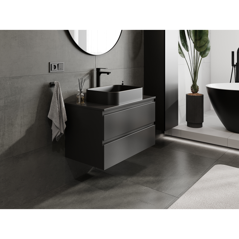 Mexen Orio meuble de salle de bain sous-lavabo 80 cm, 2 tiroirs, noir mat - 91A10-08047-2-BFF71