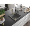 Mexen Vito évier en granit 1 bac avec robinet de cuisine Telma, gris - 6503-71-670200-50