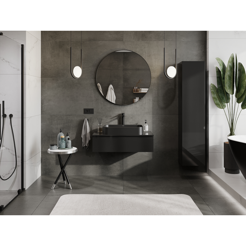 Mexen Orio meuble de salle de bains sous lavabo 90 cm, 1 tiroir, noir brillant - 91A10-09023-1-BF70