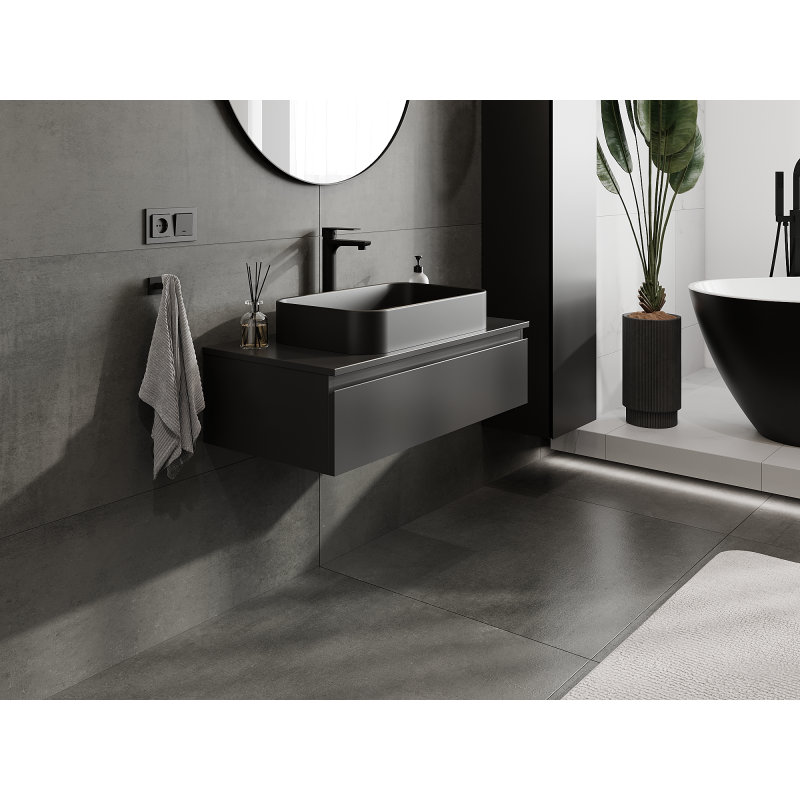 Mexen Orio armoire de salle de bain sous lavabo 90 cm, 1 tiroir, noir mat - 91A10-09023-1-BF71